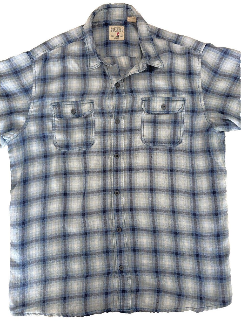 Redhead Men's Short Sleeve Shirt XL Blue Green Plaid